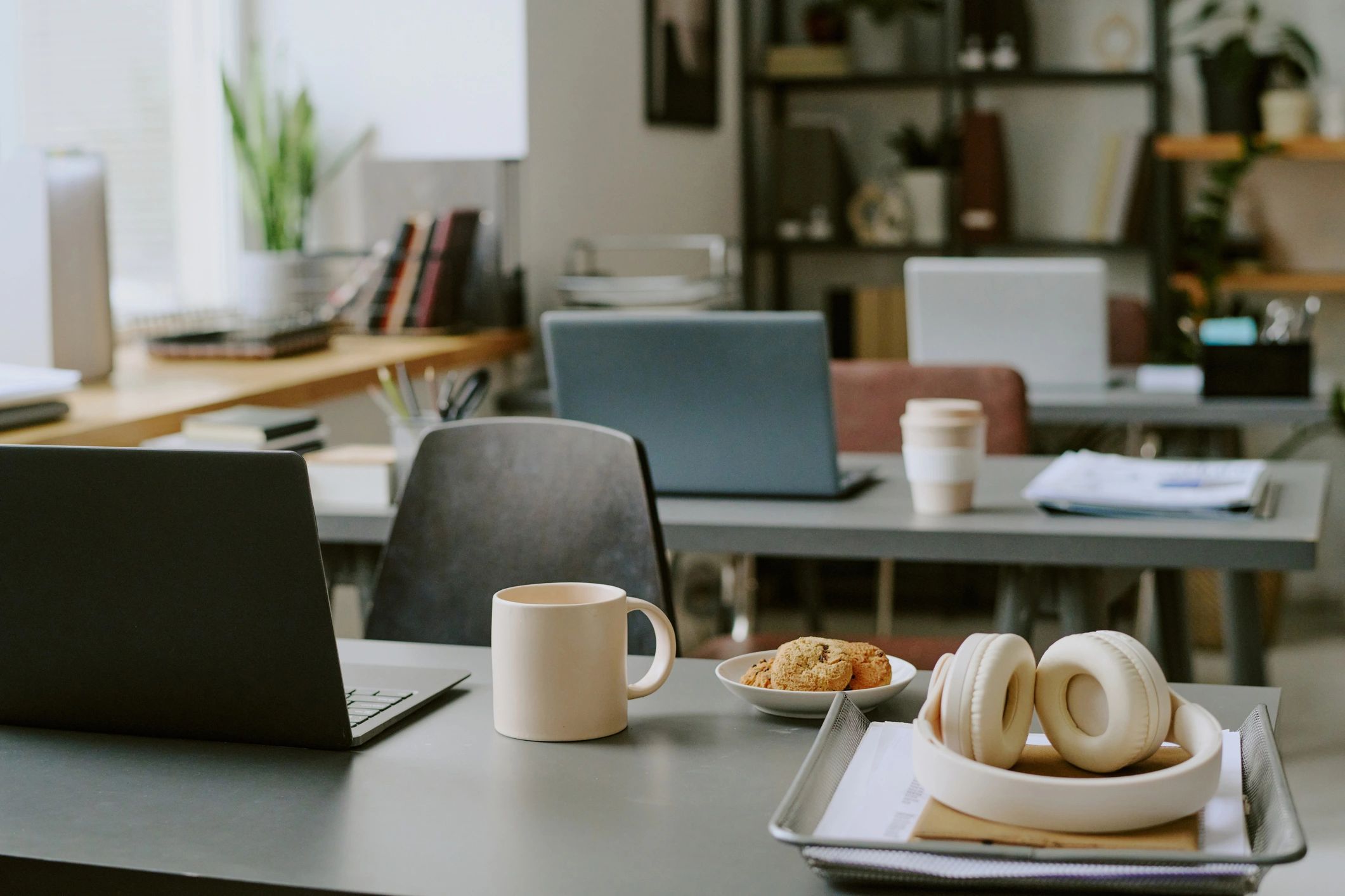Office desk setup representing business communications