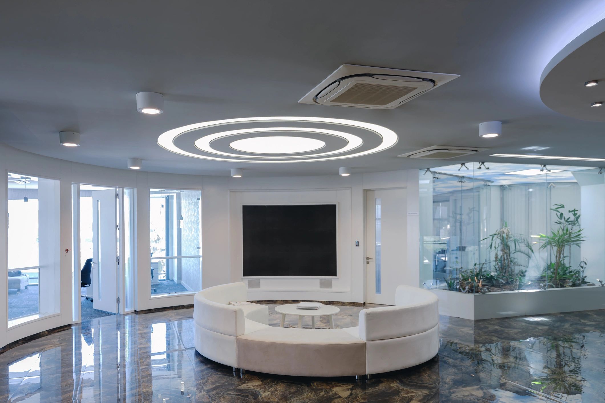 Modern reception area in a commercial building